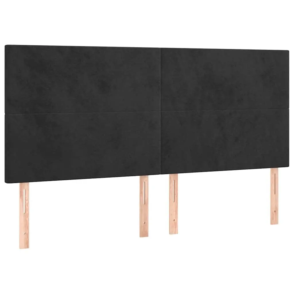 LED Headboard Black Velvet Bed Frame Backrest Modern Bedroom Adjustable Height