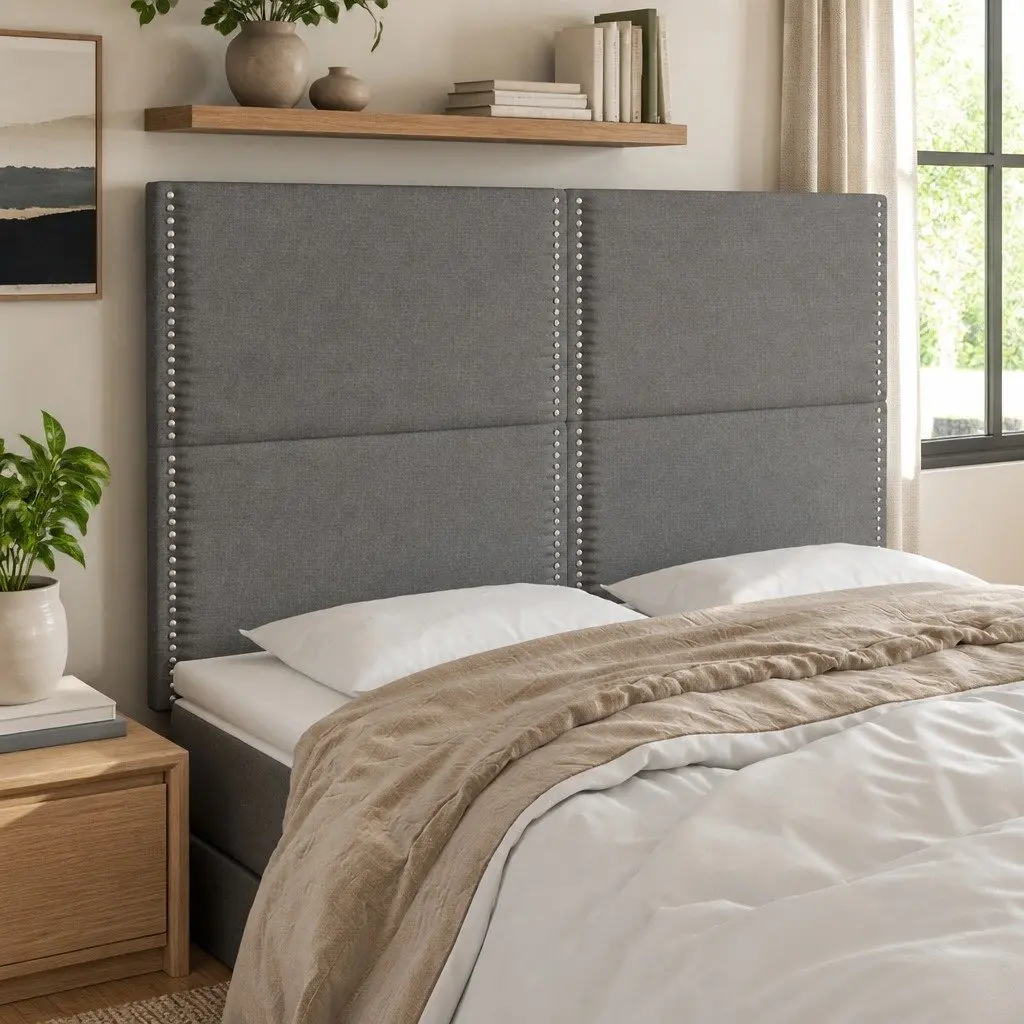 LED Headboard Adjustable Height 144cm Dark Grey Fabric with Colourful LED Lights