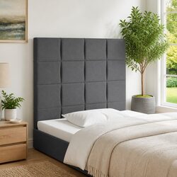 LED Headboard Dark Grey 100cm Fabric Bedroom Wall Mount Modern Design