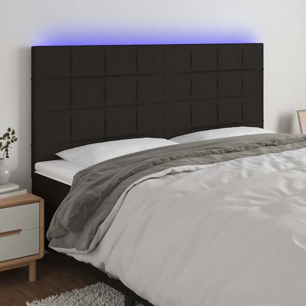 LED Headboard Adjustable Height 200cm Black Fabric