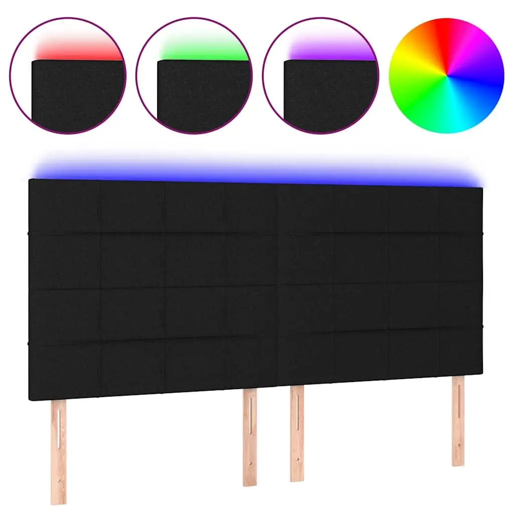 LED Headboard Adjustable Height 200cm Black Fabric