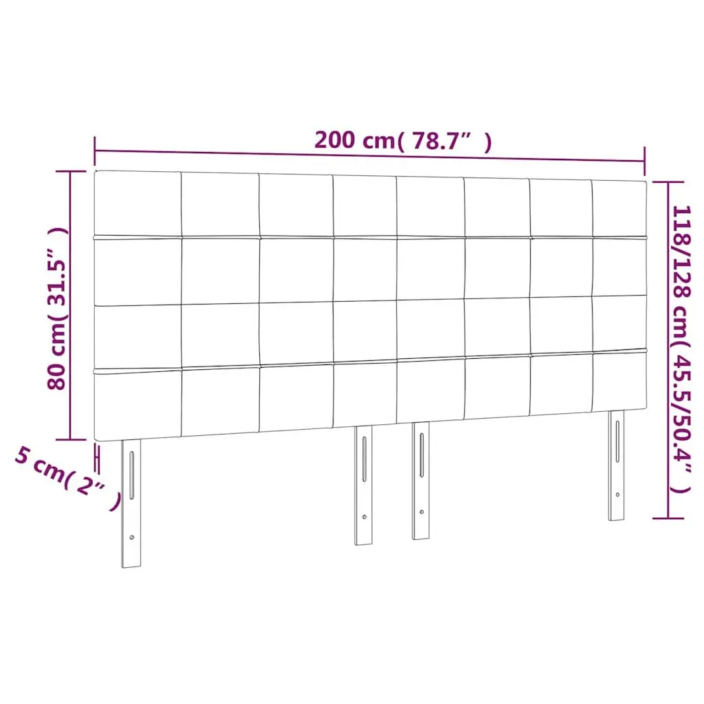 LED Headboard Adjustable Height 200cm Black Fabric