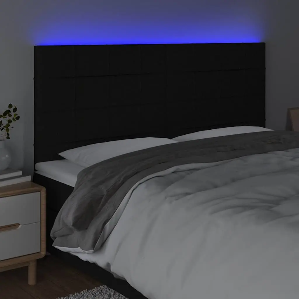 LED Headboard Adjustable Height 200cm Black Fabric