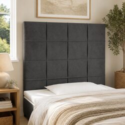 LED Headboard 80cm Dark Grey Velvet Bed Backrest Modern Bedroom Furniture