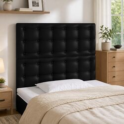 LED Headboard 80 cm Black Faux Leather Bed Frame Modern Bedroom Wall Mount