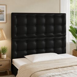 LED Headboard Black 100cm Modern Bedroom Faux Leather with Colorful Lights