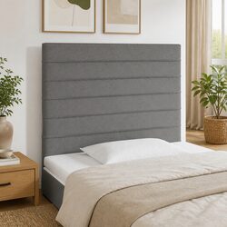 LED Headboard 80cm Dark Grey Fabric Bed Head Adjustable Height Colourful Lights
