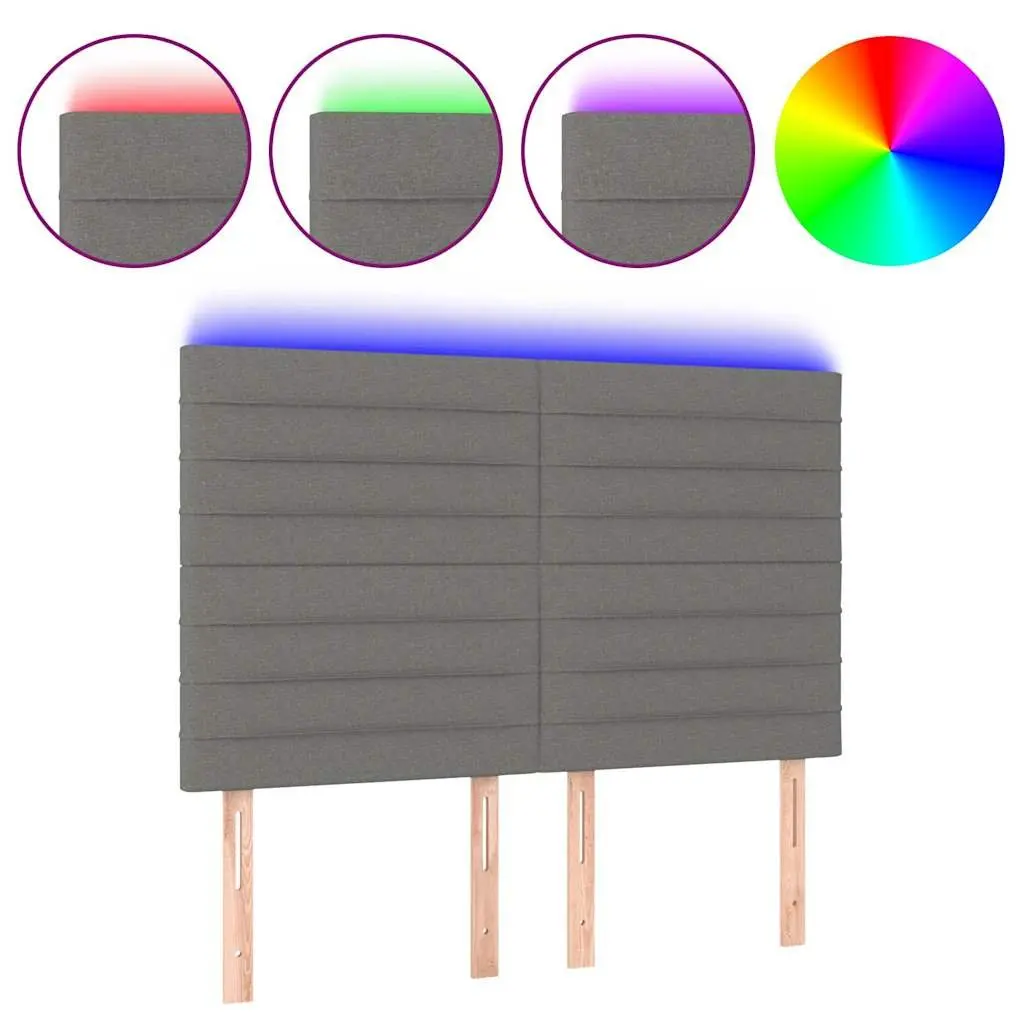 LED Headboard Adjustable Height 144cm Dark Grey Fabric