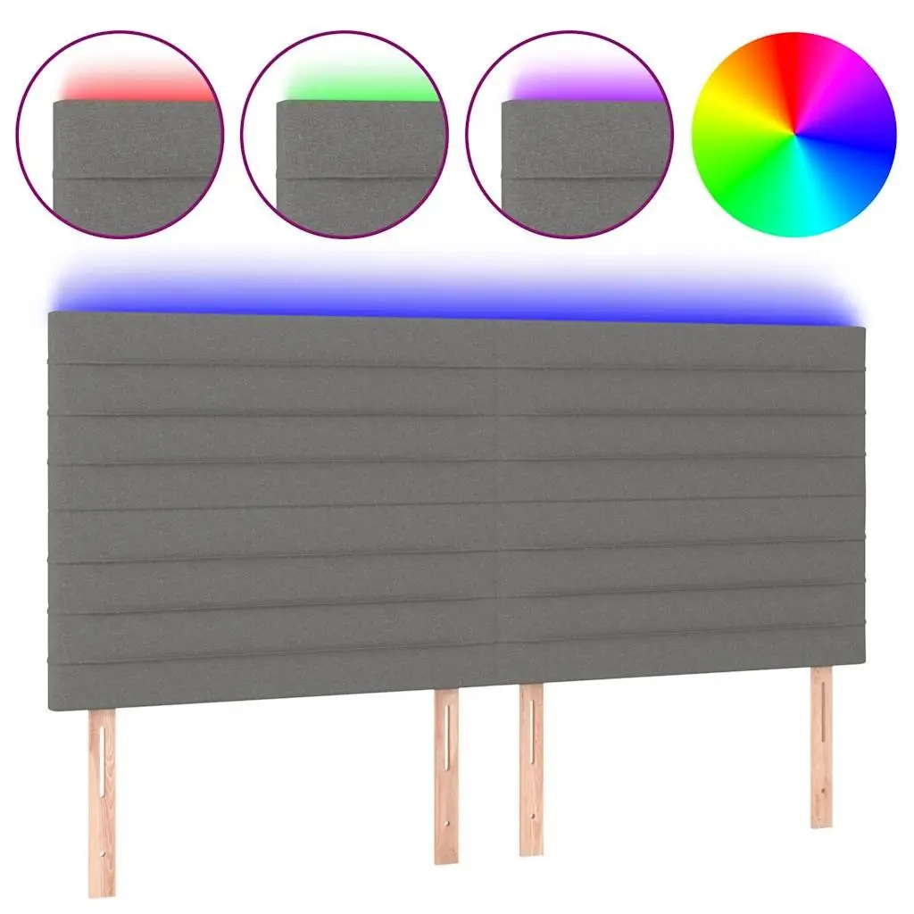 LED Headboard Adjustable Height 160cm Dark Grey Fabric Modern Bedroom