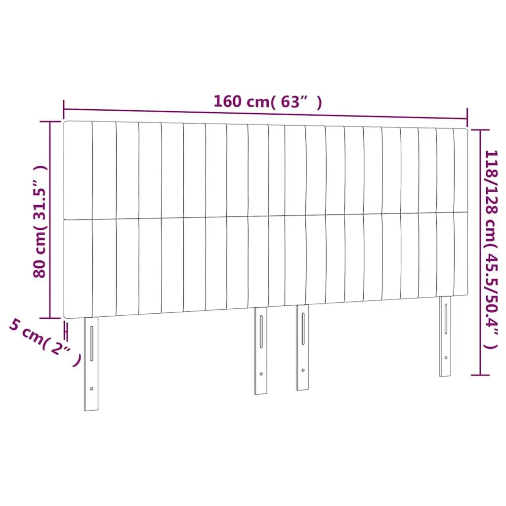 LED Headboard Adjustable Height 160cm Dark Grey Fabric Bedroom Bed Backrest