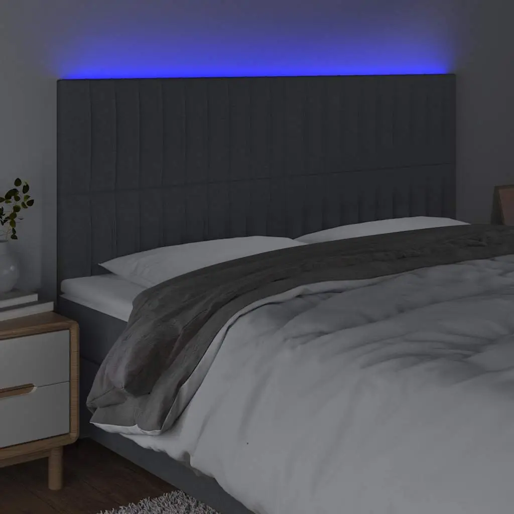 LED Headboard Adjustable Height 160cm Dark Grey Fabric Bedroom Bed Backrest