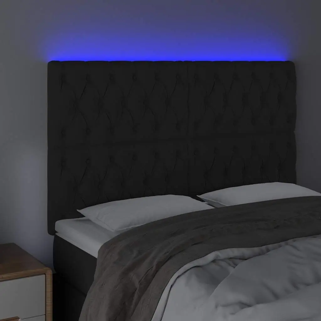 LED Headboard Velvet Black 160 cm Modern Bedroom Furniture with Adjustable Colourful Lights