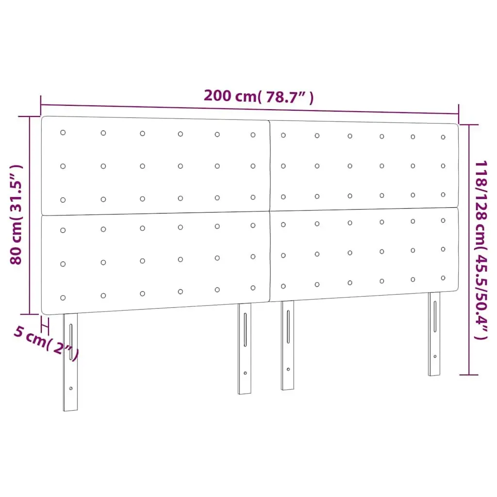 LED Headboard 200cm Grey Fabric Adjustable Height Bedroom Wall Mount