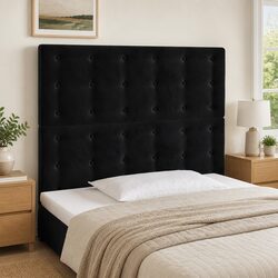LED Headboard 80 cm Black Velvet Upholstered Bed Wall Panel Modern Bedroom