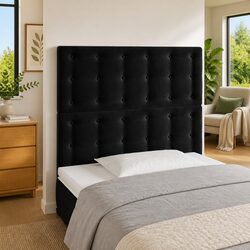 LED Headboard 100cm Black Velvet Adjustable Height Bedroom Wall Panel