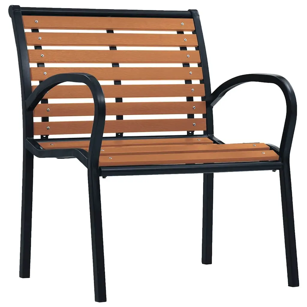 Outdoor Chairs 2 pcs Garden Seating Steel WPC Patio Furniture Black Stackable