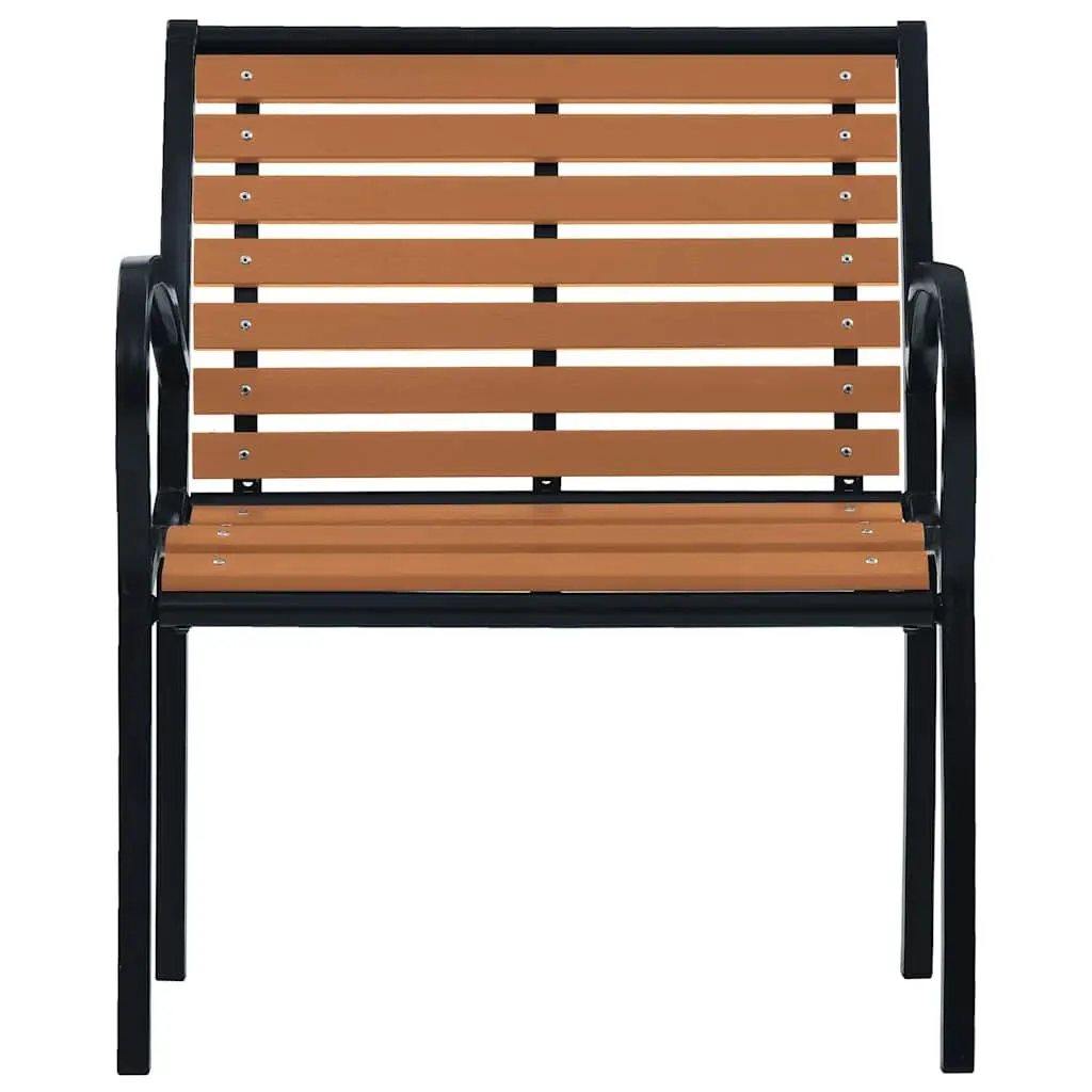 Outdoor Chairs 2 pcs Garden Seating Steel WPC Patio Furniture Black Stackable
