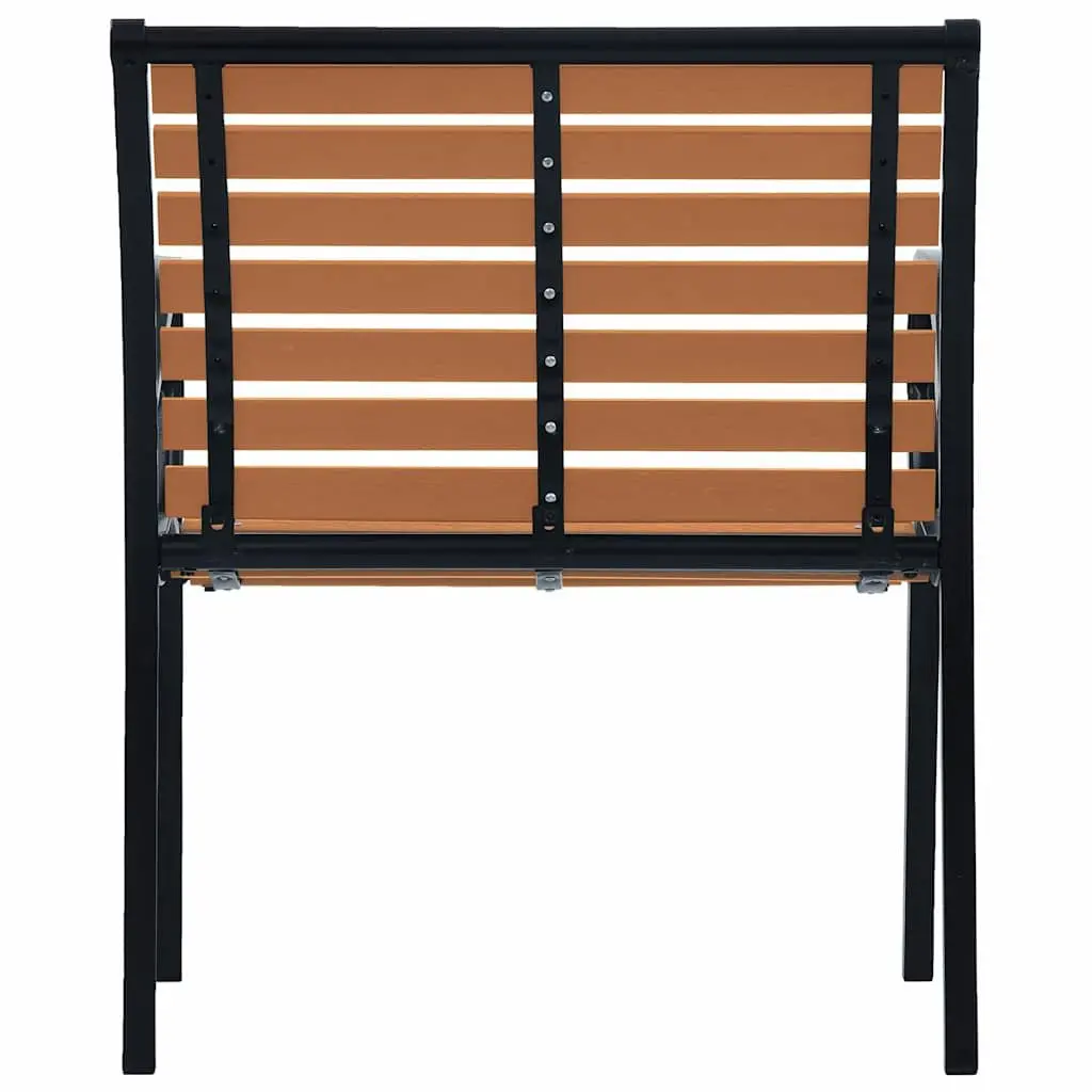 Outdoor Chairs 2 pcs Garden Seating Steel WPC Patio Furniture Black Stackable