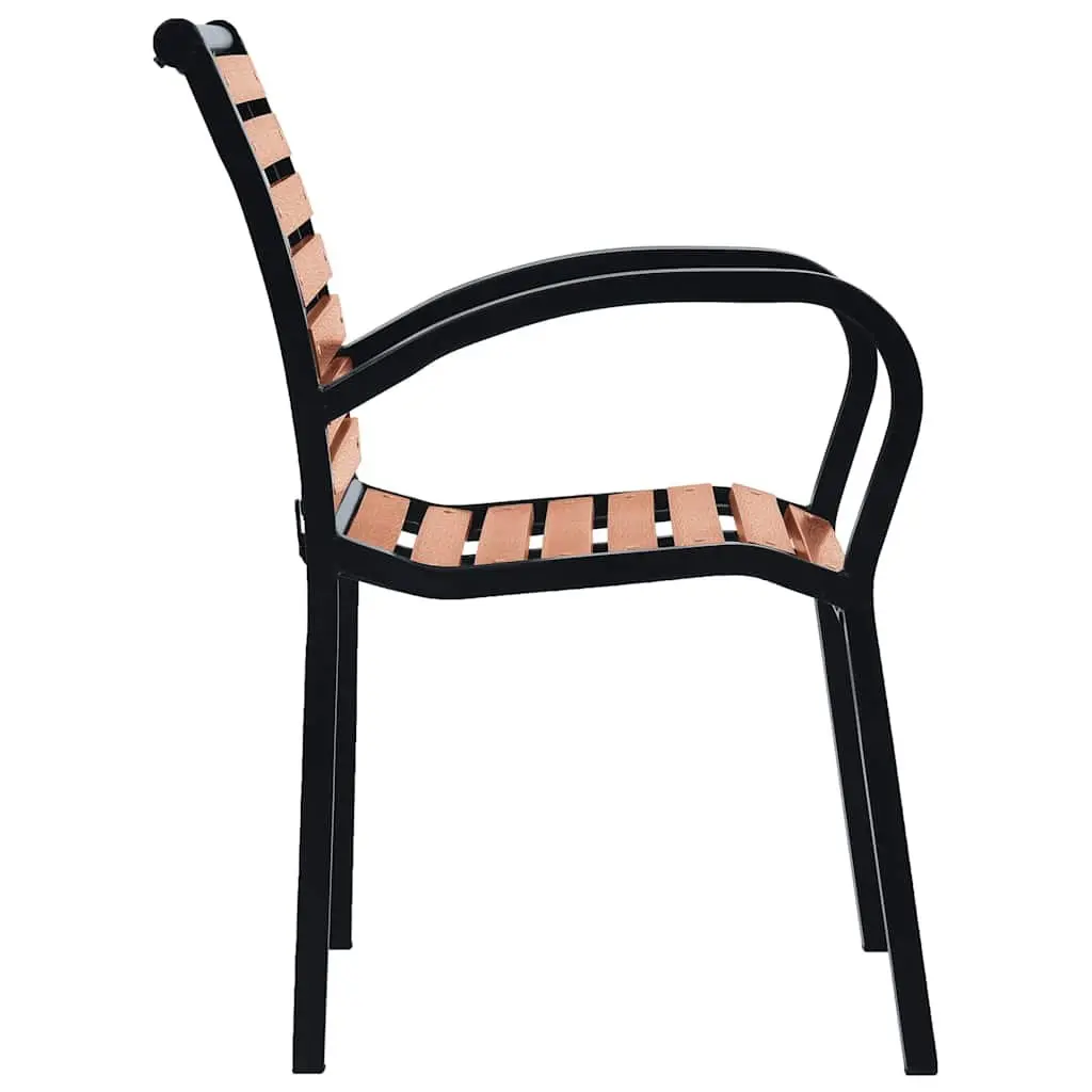 Outdoor Chairs 2 pcs Garden Seating Steel WPC Patio Furniture Black Stackable