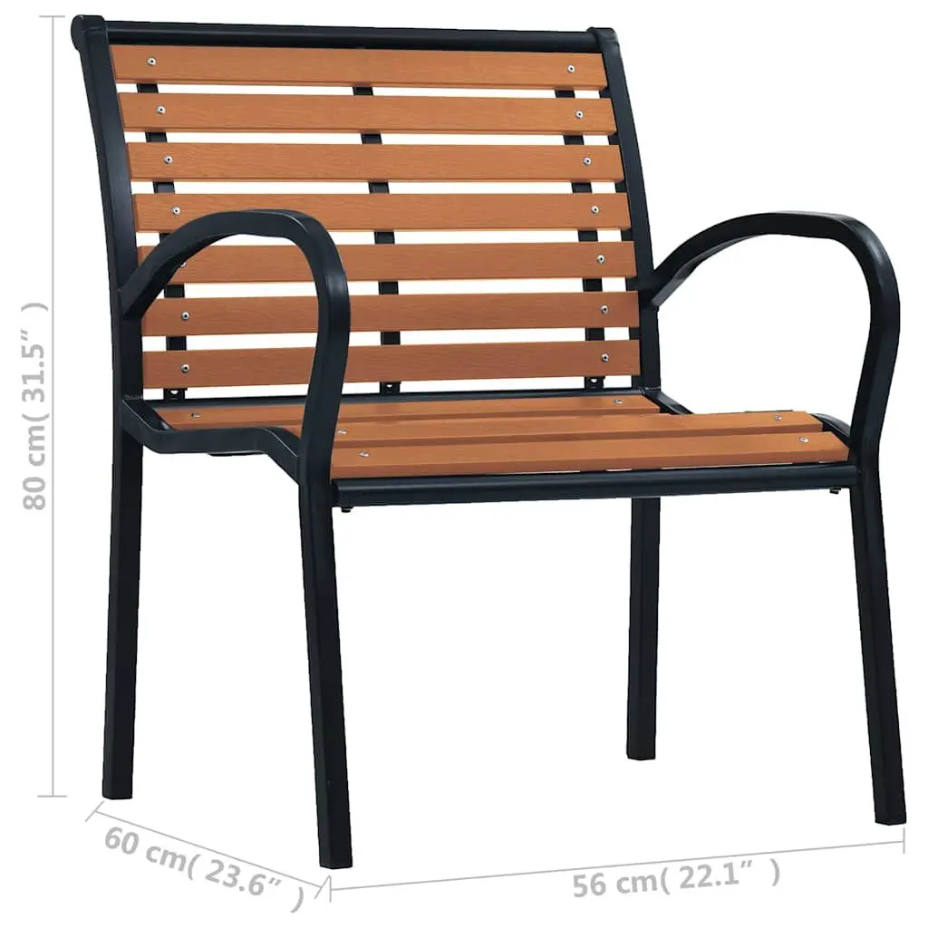 Outdoor Chairs 2 pcs Garden Seating Steel WPC Patio Furniture Black Stackable