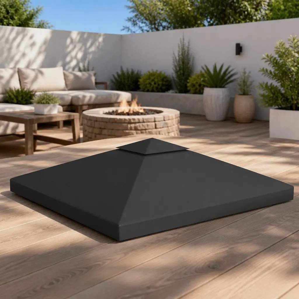 2-Tier Gazebo Top Cover Waterproof Replacement 3x3 m Black Polyester