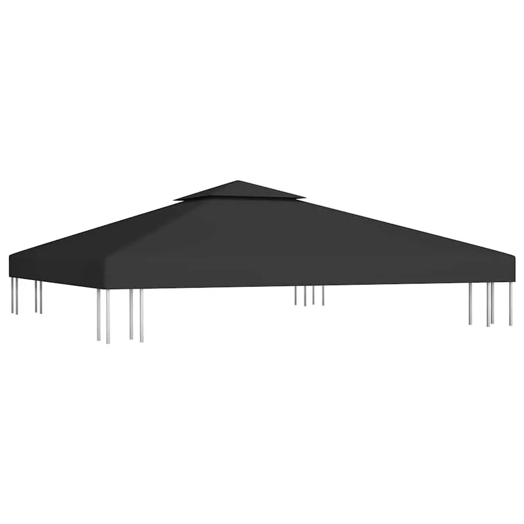 2-Tier Gazebo Top Cover Waterproof Replacement 3x3 m Black Polyester