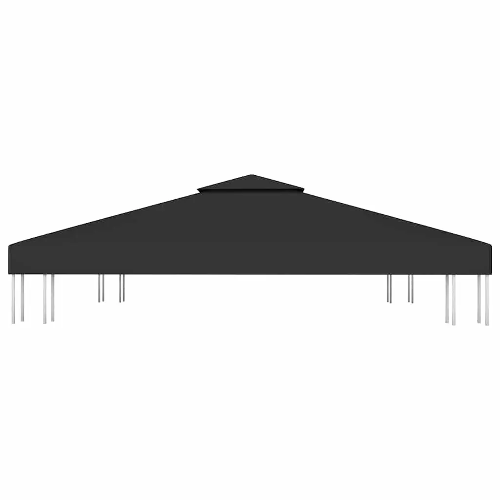 2-Tier Gazebo Top Cover Waterproof Replacement 3x3 m Black Polyester