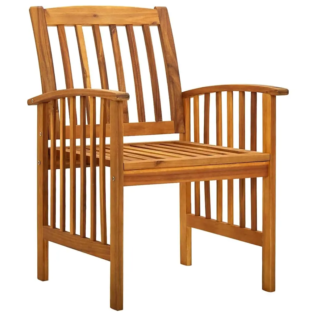 Outdoor Dining Chairs 2 pcs Acacia Wood Garden Seating with Cushions Grey