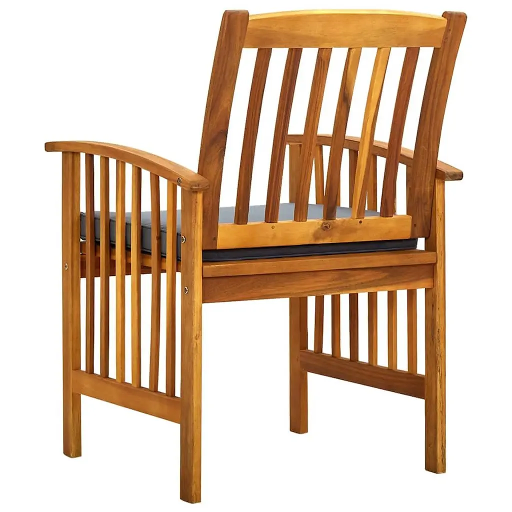 Outdoor Dining Chairs 2 pcs Acacia Wood Garden Seating with Cushions Grey