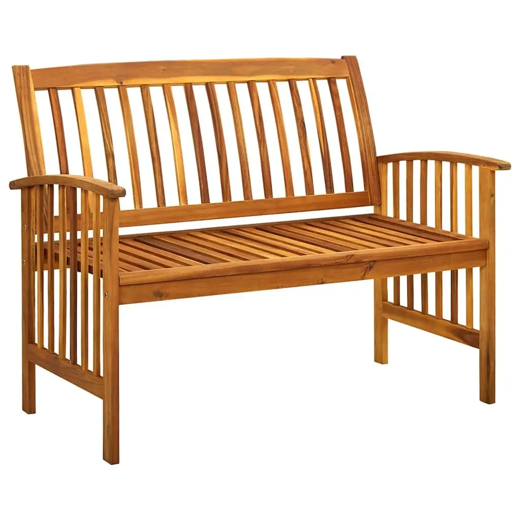 Garden Bench 119cm Outdoor Seating with Cushion Patio Acacia Armrest Wooden