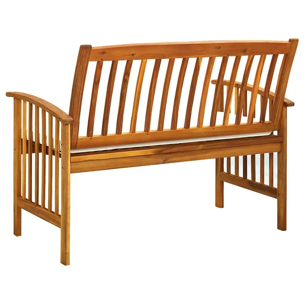 Garden Bench 119cm Outdoor Seating with Cushion Patio Acacia Armrest Wooden