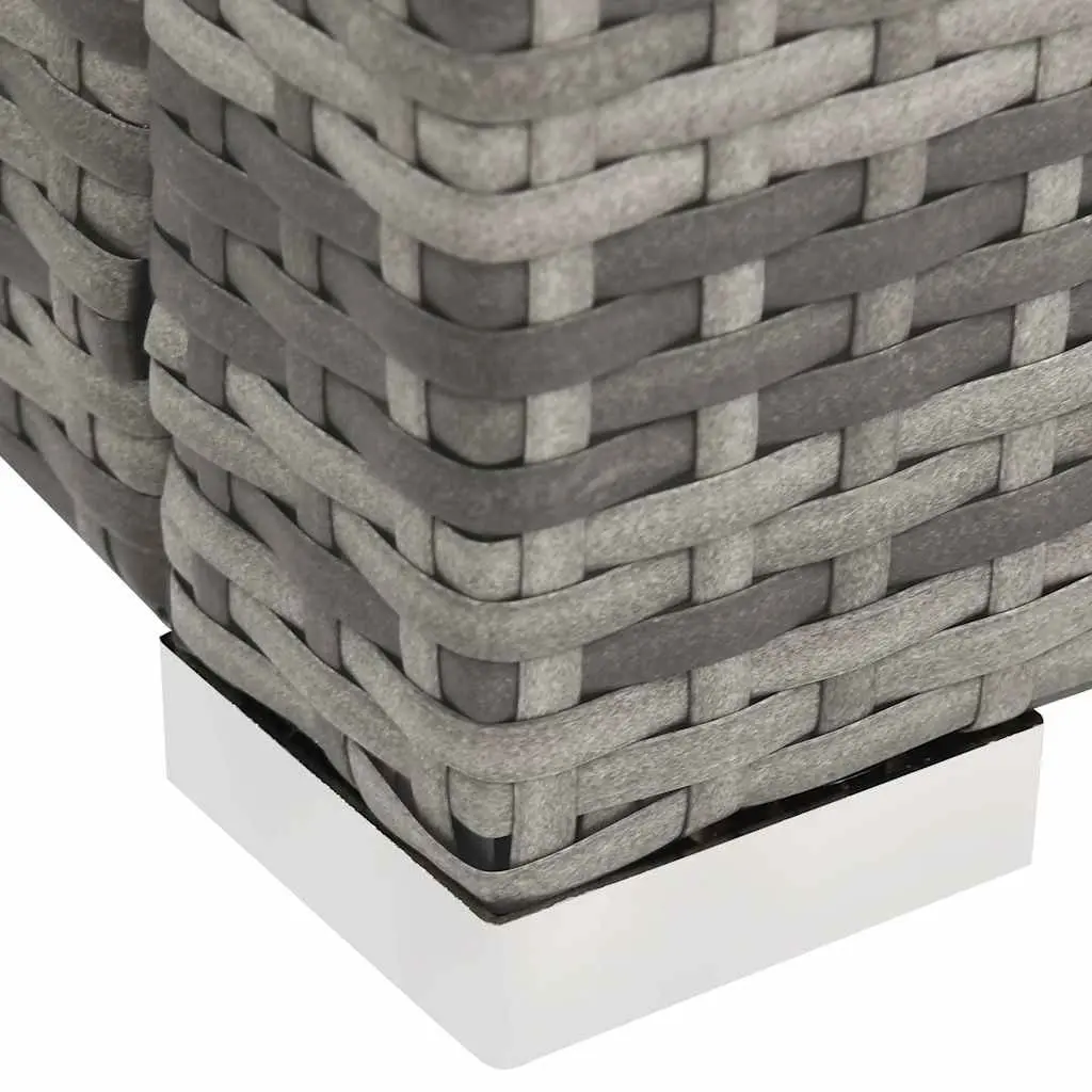 Double Sun Lounger Adjustable Backrest PE Rattan Grey Outdoor Bed