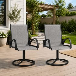 Outdoor Swivel Chairs Set of 2 Garden Seating Textilene Steel Grey Furniture