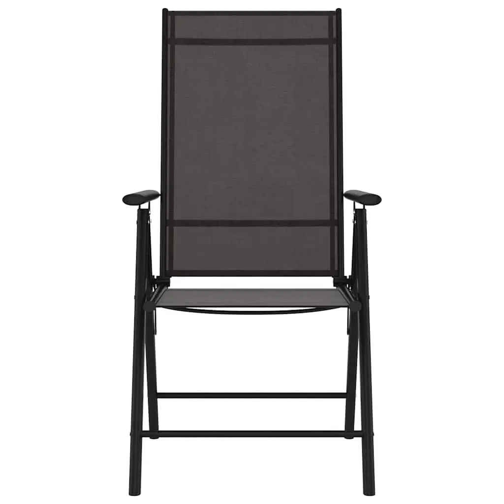Folding Garden Chairs Reclining Backrest 6 Piece Black Textilene Outdoor Seating