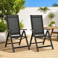 Folding Garden Chairs Set 2 pcs Outdoor Seating Textilene Adjustable Backrest