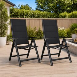 Folding Garden Chairs 2 pcs Outdoor Seating Textilene Seat Adjustable Backrest