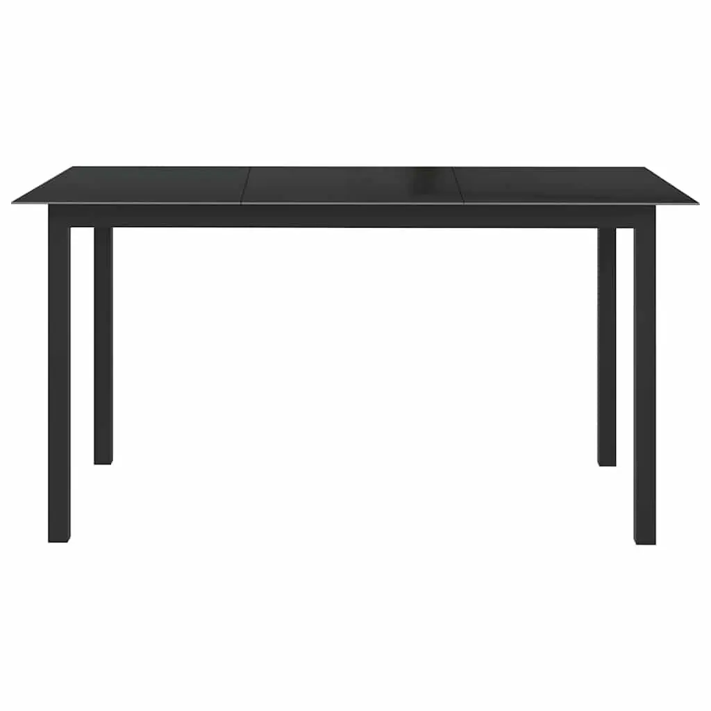 Garden Table Aluminium Frame Glass Top 150x90cm Black Outdoor Patio Furniture