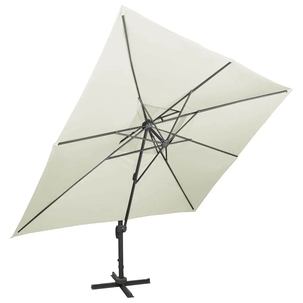 Cantilever Garden Parasol Double Top Tilt Rotate 400 x 300 cm Beige