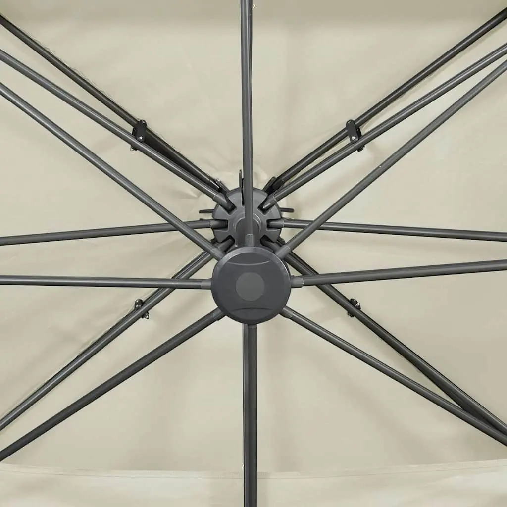 Cantilever Garden Parasol Double Top Tilt Rotate 400 x 300 cm Beige