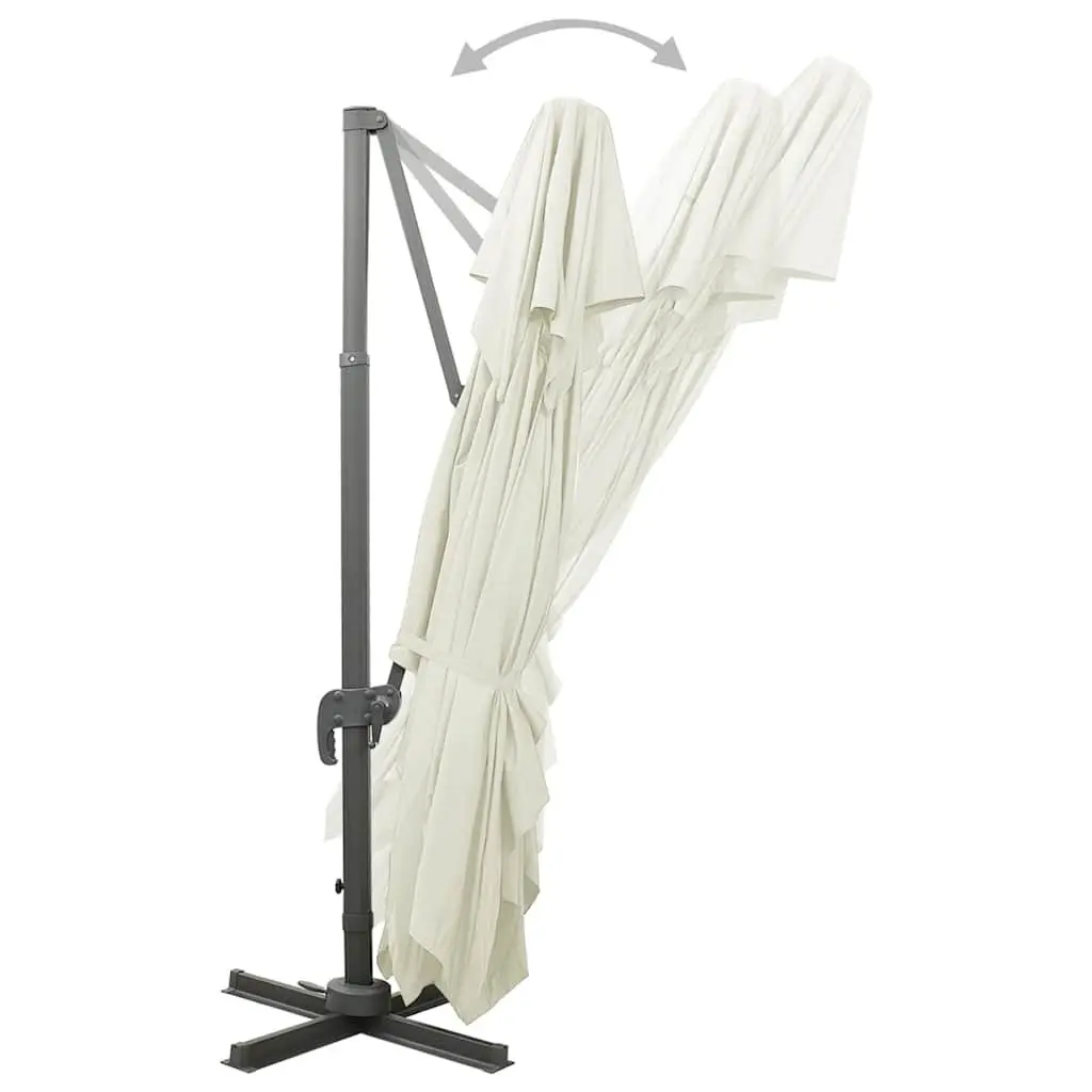 Cantilever Garden Parasol Double Top Tilt Rotate 400 x 300 cm Beige