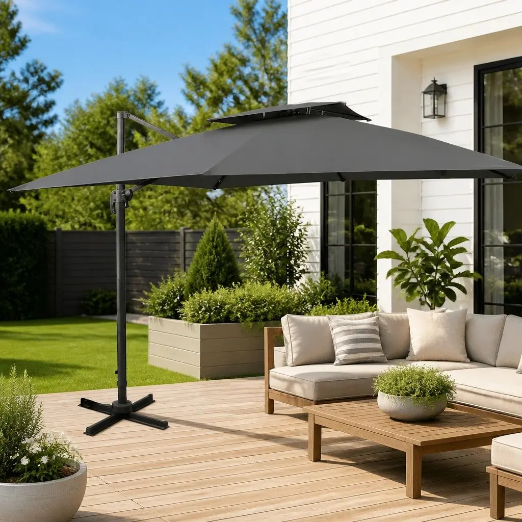 Cantilever Garden Parasol UV Protective 300x300 cm Anthracite Outdoor Sunshade Umbrella