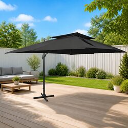 Cantilever Garden Parasol Double Top Outdoor Shade Tilt Rotate 400x300cm Black