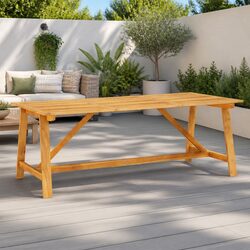 Solid Wood Garden Dining Table 206x100x74 cm Outdoor Indoor Furniture