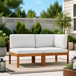 2 Piece Outdoor Garden Lounge Set Rope Backrest Cushioned Sectional Seating