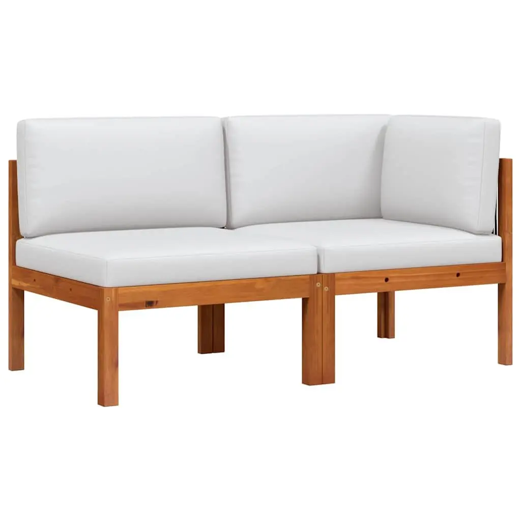 2 Piece Outdoor Garden Lounge Set Rope Backrest Cushioned Sectional Seating