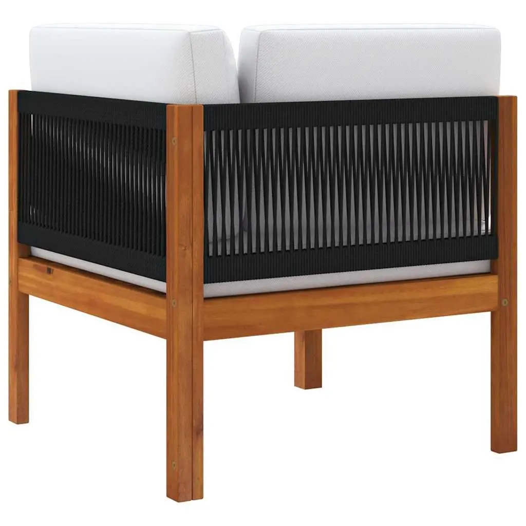 2 Piece Outdoor Garden Lounge Set Rope Backrest Cushioned Sectional Seating