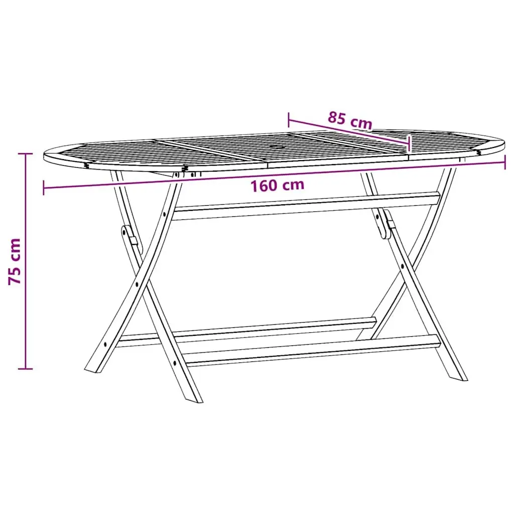Folding Outdoor Dining Table 160x85x75cm Solid Wood Garden Furniture Brown
