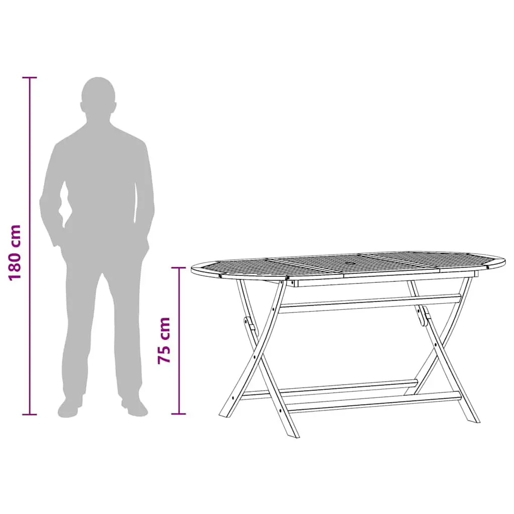 Folding Outdoor Dining Table 160x85x75cm Solid Wood Garden Furniture Brown