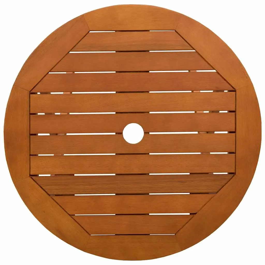 Folding Outdoor Dining Table Round Solid Eucalyptus Wood Ø60x75cm Brown