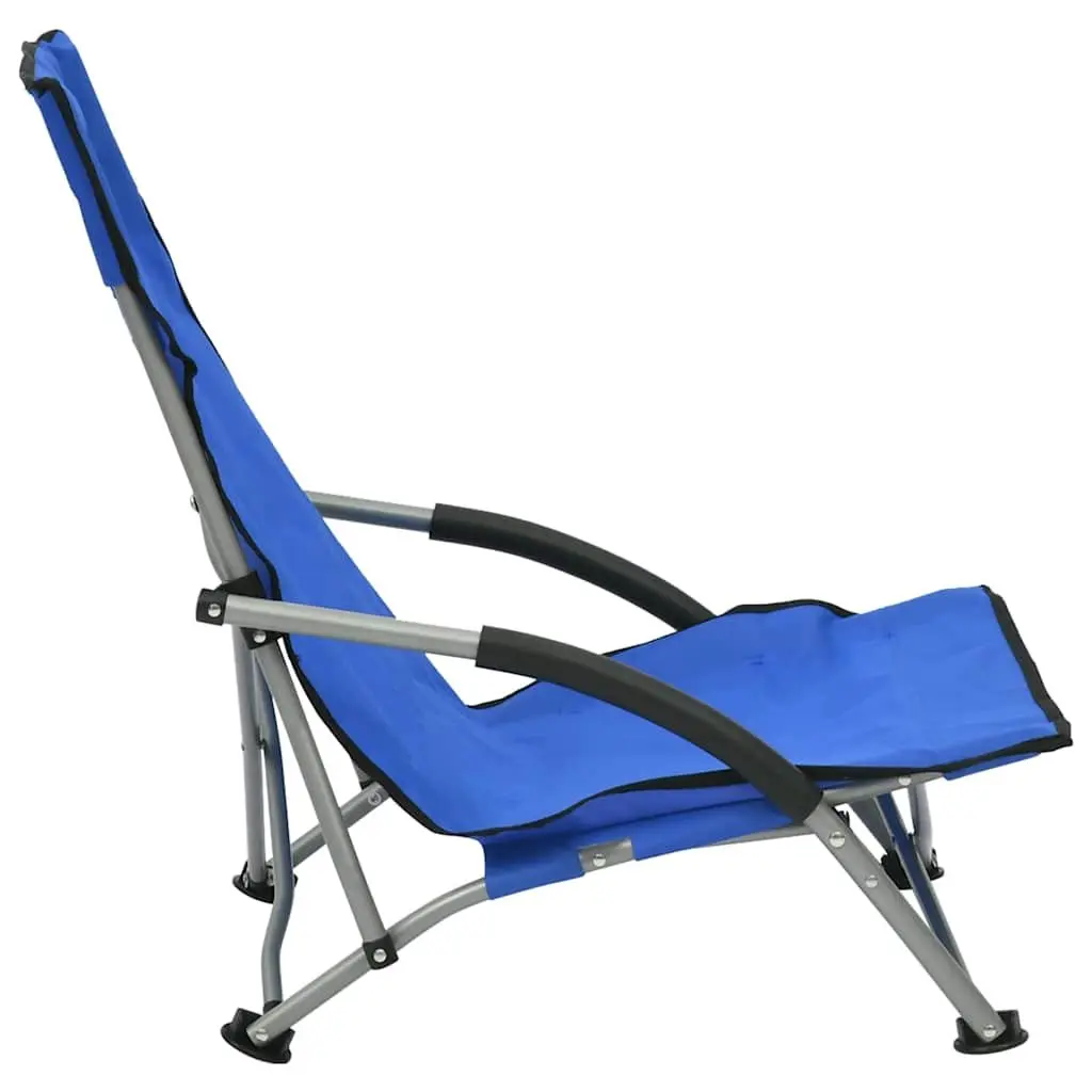 Folding Beach Chairs Portable Outdoor Seating Blue Oxford Fabric Camping Garden